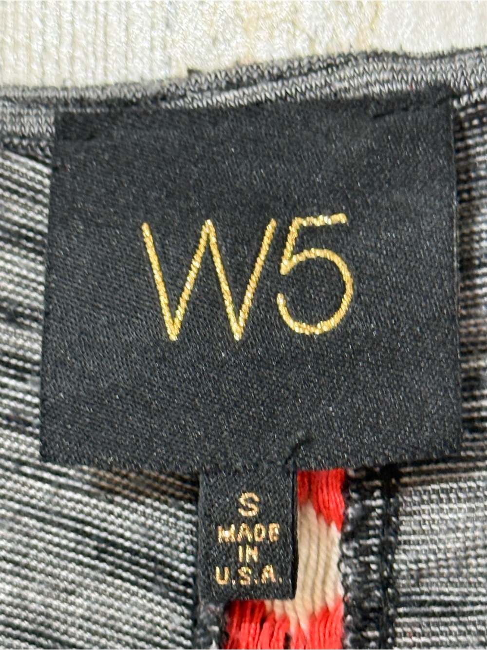 W5 Gray Knit Sleeveless Tank with Red Patterned Shoulder Trim - Picture 2 of 6
